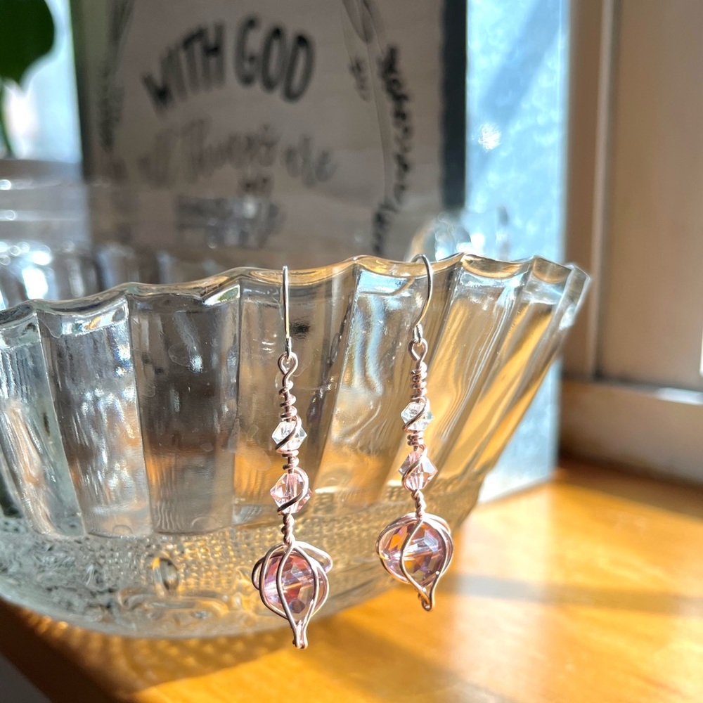 Lavender crystal Drop Earrings